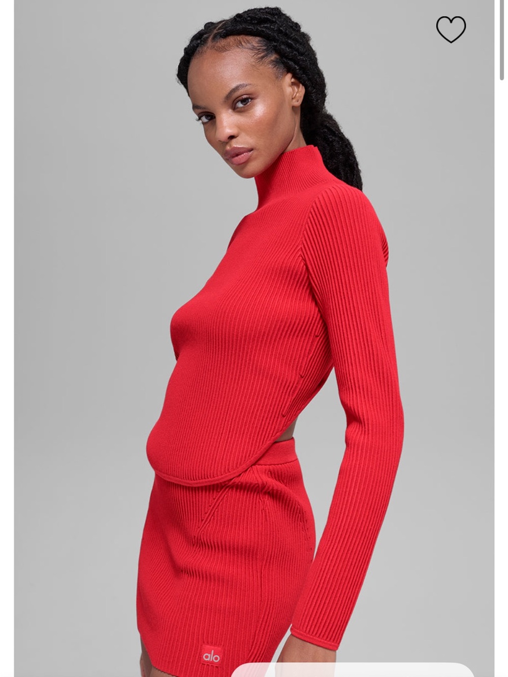ALO Yoga Denim Knit Backless Long Sleeve Top - Bright Red